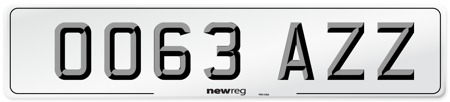 OO63 AZZ Number Plate from New Reg